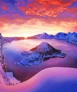 Crater Lake Sunset Diamond Painting