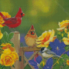 Red And Yellow Cardinals Diamond Painting