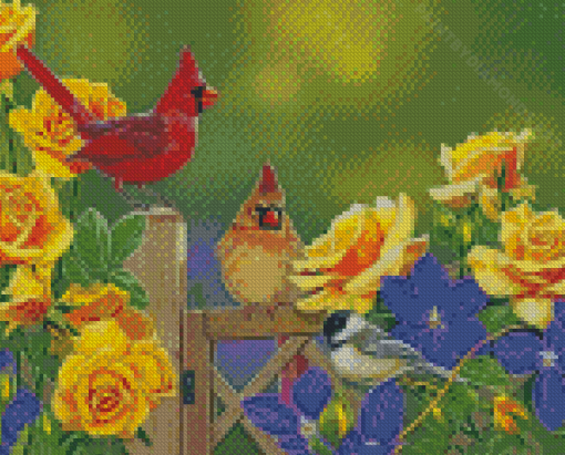 Red And Yellow Cardinals Diamond Painting