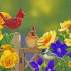 Red And Yellow Cardinals Diamond Painting