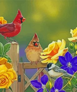 Red And Yellow Cardinals Diamond Painting