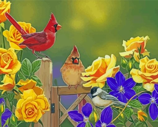 Red And Yellow Cardinals Diamond Painting