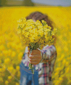 Yellow Girl Flowers Diamond Painting