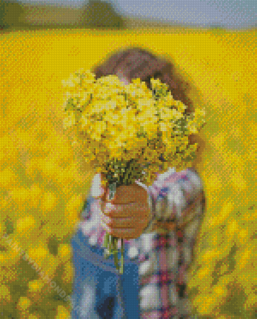 Yellow Girl Flowers Diamond Painting