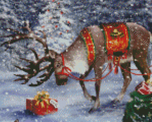 Winter Snow Christmas Elk Diamond Painting