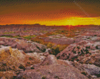 Beautiful Sunset In Badlands National Park Diamond Painting