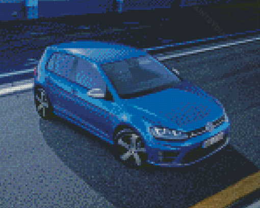 Blue VW Golf 8 Diamond Painting