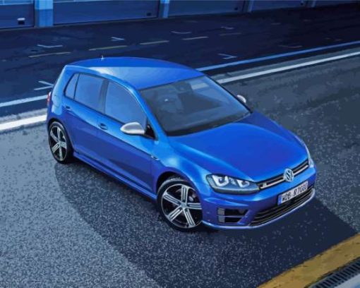 Blue VW Golf 8 Diamond Painting