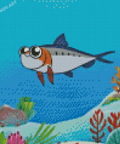 Cartoon Sardine Fish Underwater Diamond Painting