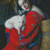 Chie Yoshii Woman With White Fox Baby Diamond Painting