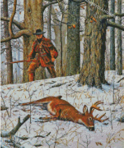 Deer Hunter In Snow Diamond Painting