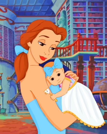 Modern Disney Princess Belle With Her Baby Diamond Painting