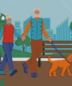 Old Couple Walking Home Diamond Painting