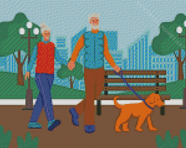 Old Couple Walking Home Diamond Painting