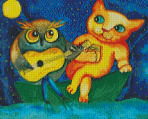 Owl And The Pussy Cat Diamond Painting