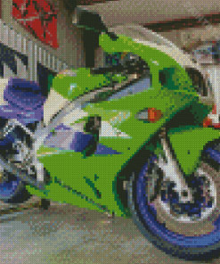 Purple And Green Kawasaki Ninja ZX 7R Diamond Painting