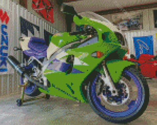 Purple And Green Kawasaki Ninja ZX 7R Diamond Painting