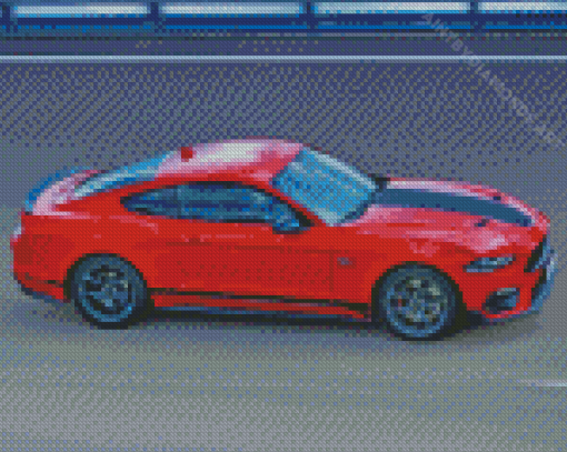 Red Mustang Mach 1 On Road Diamond Painting