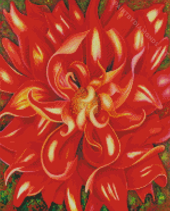 Red Orange Dahlia Art Diamond Painting