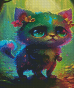 Adorable Neon Cat Diamond Painting