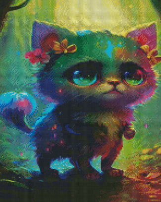 Adorable Neon Cat Diamond Painting