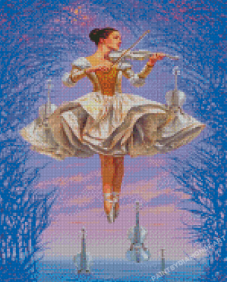 Ballerina And Violin Flight Of Inspiration Diamond Painting