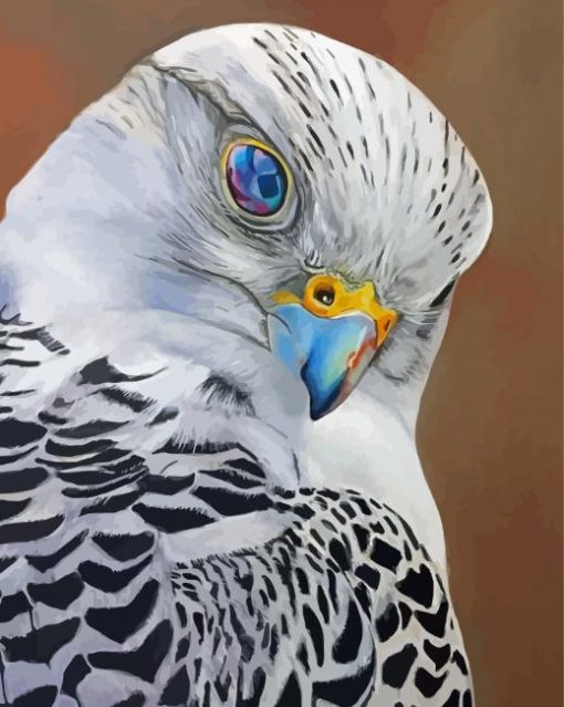 Cool White Gyrfalcon Bird Diamond Painting