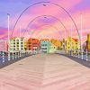 Curacao Bridge With Pink Sky View Diamond Painting