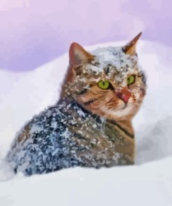 Cute Kitten Animals In Snow Diamond Painting