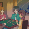 Anime Friends Playing Mahjong Diamond Painting