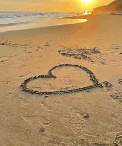Beach Sunset Heart Diamond Painting