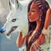 Black Woman And Wolf Diamond Painting
