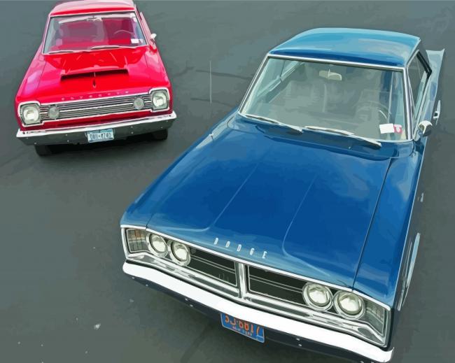 Blue And Red Dodge And Belvedere Diamond painting
