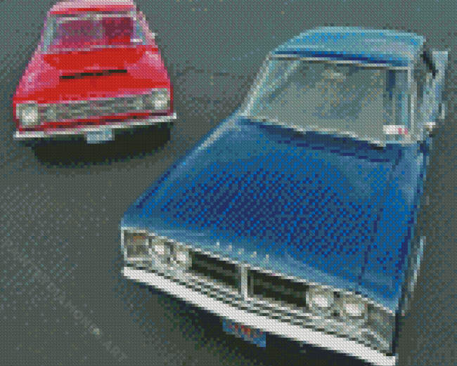 Blue And Red Dodge And Belvedere Diamond painting