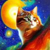 Cat Flying Through Cosmos Diamond Painting