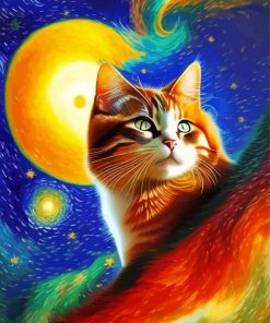 Cat Flying Through Cosmos Diamond Painting