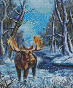Moose In Winter Diamond Painting