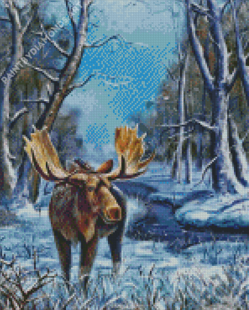 Moose In Winter Diamond Painting