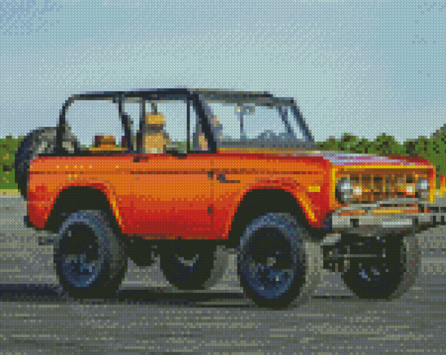 Orange Ford Bronco Diamond Painting