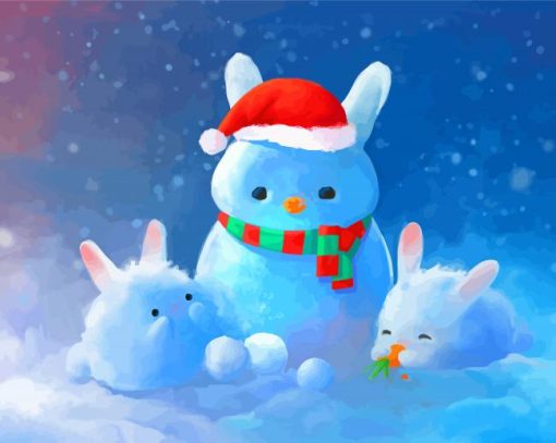 Rabbit In Snow Diamond Painting