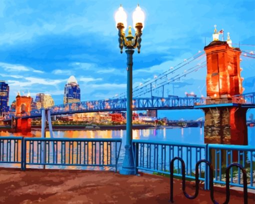 Roebling Bridge Covington City Diamond Painting