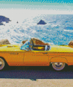 Yellow Thunderbird Ford Car Diamond Painting