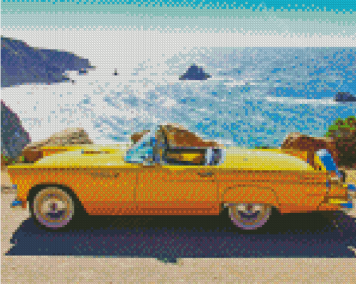 Yellow Thunderbird Ford Car Diamond Painting