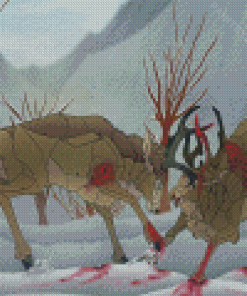Abstract Deer Fighting Diamond Painting