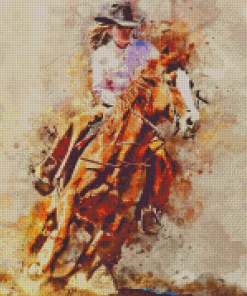 Abstract Western Cowgirl With Horse Diamond Painting