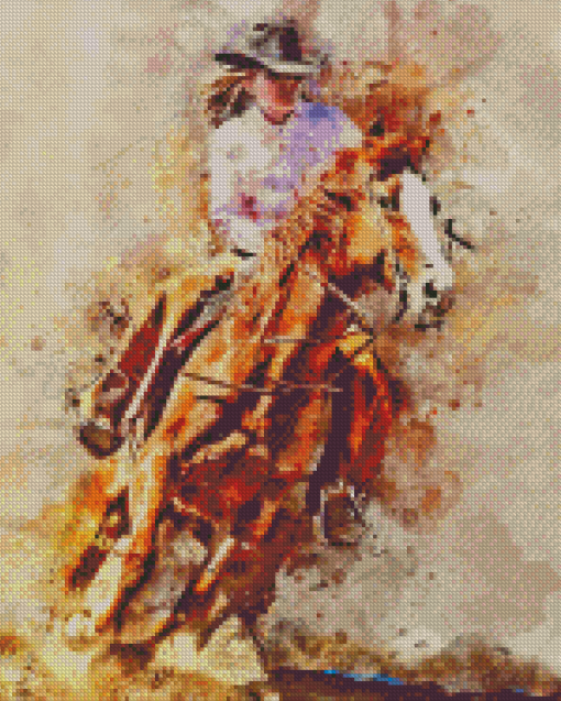 Abstract Western Cowgirl With Horse Diamond Painting