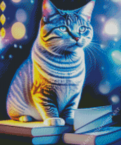Aesthetic Cat And Book Diamond Painting