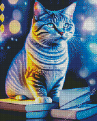 Aesthetic Cat And Book Diamond Painting