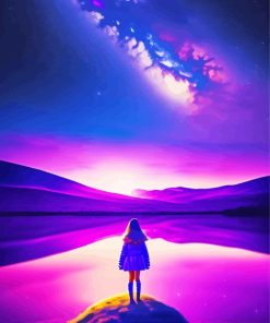 Aesthetic Girl Watching Galaxy Sky Diamond Painting