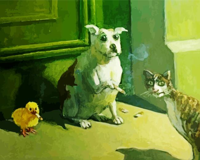 Animals Smoking By Michael Sowa Diamond Painting